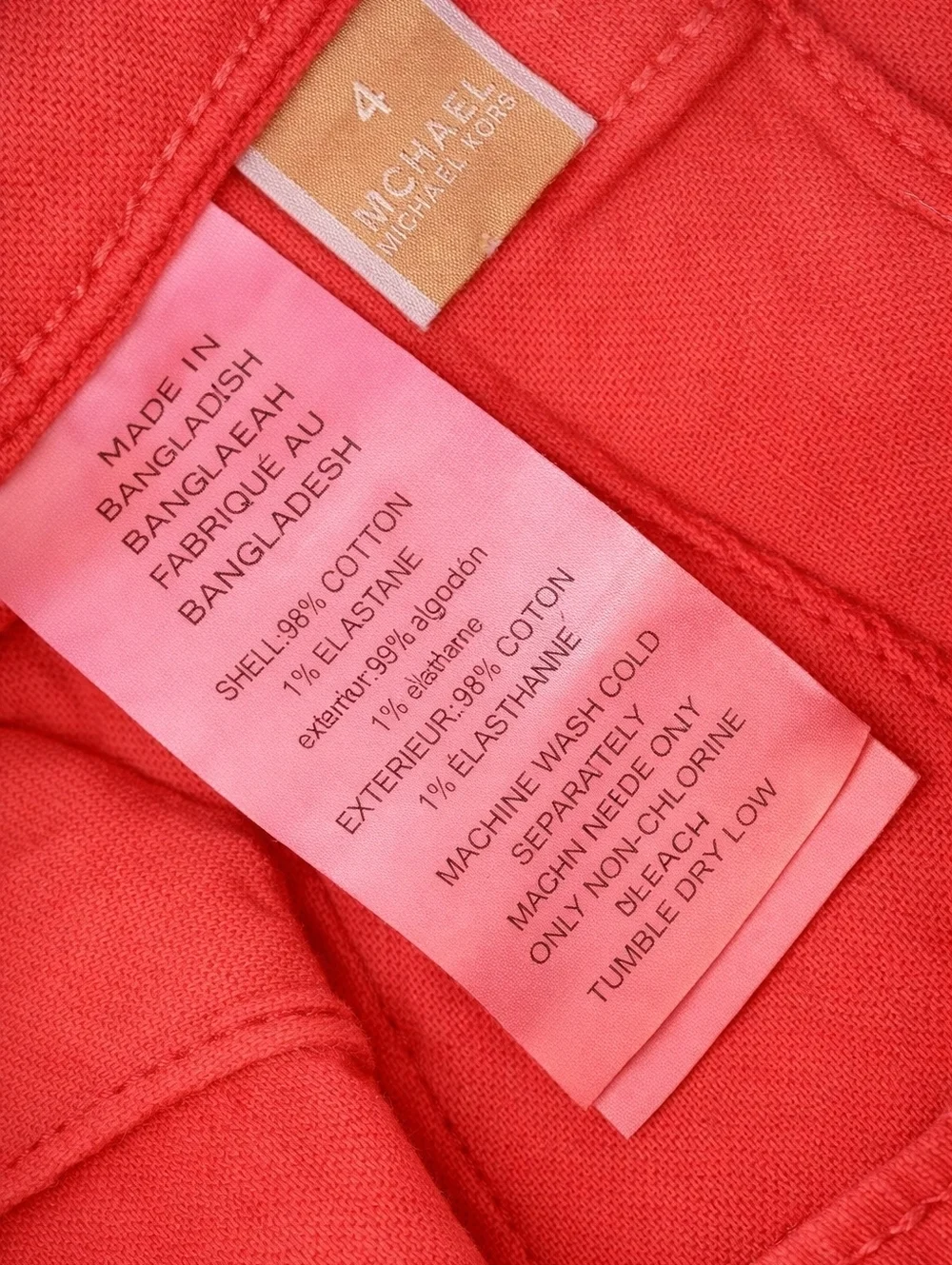 Michael Kors  Vibrant Izzy Sea Coral (Coral Red) Skinny Mid-rise Jeans